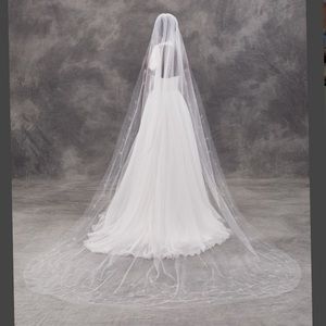 Peter Langner Ruby v2648 u shaped veil with pearls and crystals